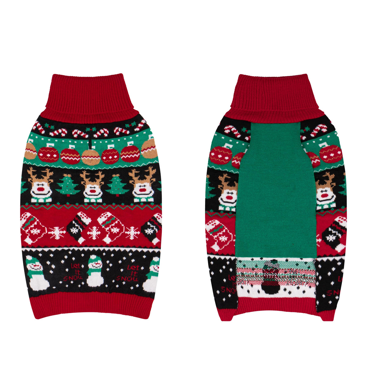 cyeollo Dog Christmas Sweater, Turtleneck Knitted Sweaters with Leash Hole Soft Pullover Clothes, Warm Dog Outfit Xmas Clothes for Small Dog & Cat, S