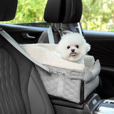 AtawLege Center Console Dog Car Seat, Detachable Washable Dog Booster Seat, Adjustable Safety Belts and Built-in Leash Pet Carseat, Portable Puppy Travel Carrier with Cushion for Small Dogs Cats(Gray)