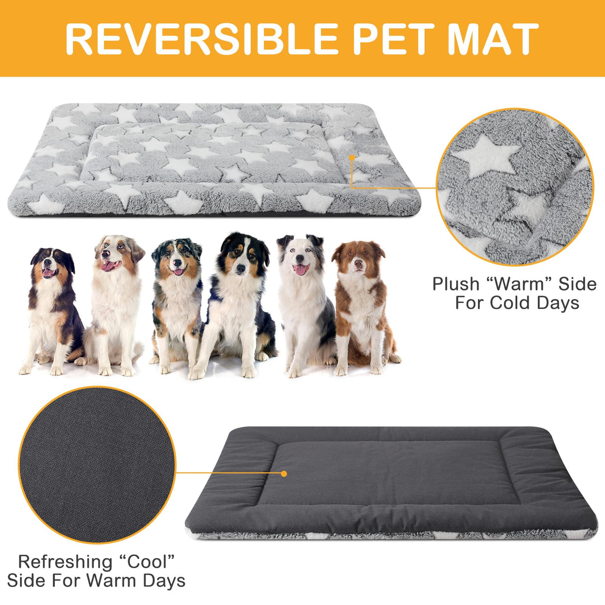 VitalCozy 4 Pcs Dog Crate Pads, Ultra Soft Warm Washable Anti-Slip Kennel Bed Mat for Pets, Reversible, Replaceable, Cozy Cage Liner for Small Medium Large Dogs and Cats(28 x 42 x 1.6 Inch,Gray)
