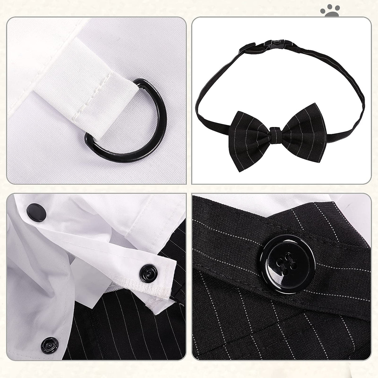 ASENKU Cute Dog Tuxedo for Small Dogs, Handsome Tuxedo for Dogs with Black Bow Tie for Party Birthday Wedding, Beautiful Dog Outfit for Frenchie, Boston Terrier