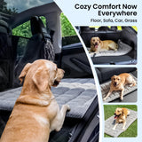 REEVAA Dog Bed Mat for Car Backseat [Extra-Thick & Chew-Resistant], Road Trip Bed to Fully Protect Dog's Safety, Fits Trucks/SUVs Back Seat Cover Extenders, Grey, 54x24x1.8 inch