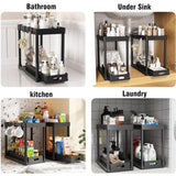2 Pack Pull-Out Storage Organizers, Under Sink Organizer and Storage for Bathroom & Kitchen,Multi-Purpose Under Cabinet Organizers and storage Black