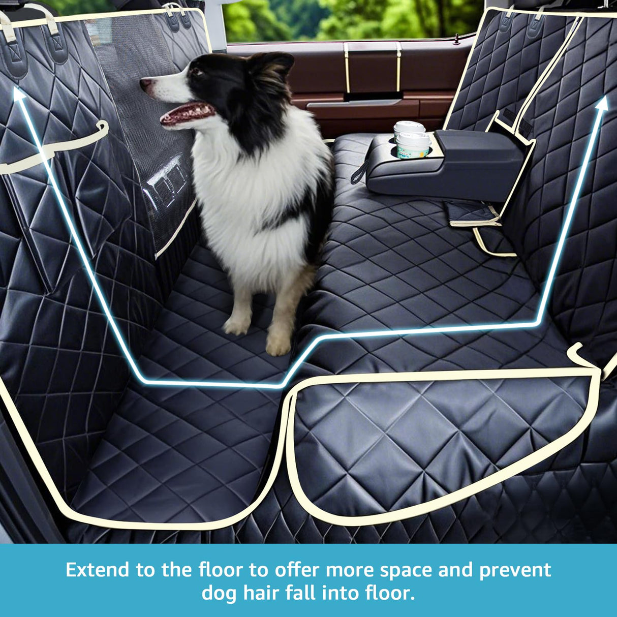 Lassie 4 in 1 Dog Floor Hammock for Crew Cab,100% Waterproof Backseat Cover Dog Seat Covers, Bench Protector for Ford F150, Chevy Silverado,GMC Sierra,Toyota Tundra,Ram 1500 Truck etc