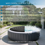 Inflatable Hot Tub Cover Round Replacement, Fit Saluspa Coleman Intex Spa Cover, Insulated Energy-Saving Weatherproof Lid, Unique Design Flexible Adjust Pool Cover Size-Life Time Support