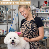 Ladybird Line 602 Unisex Leopard Print Waterproof Apron, Hair Bleach Resistant, Adjustable Neck Band, Breathable Mesh Lining