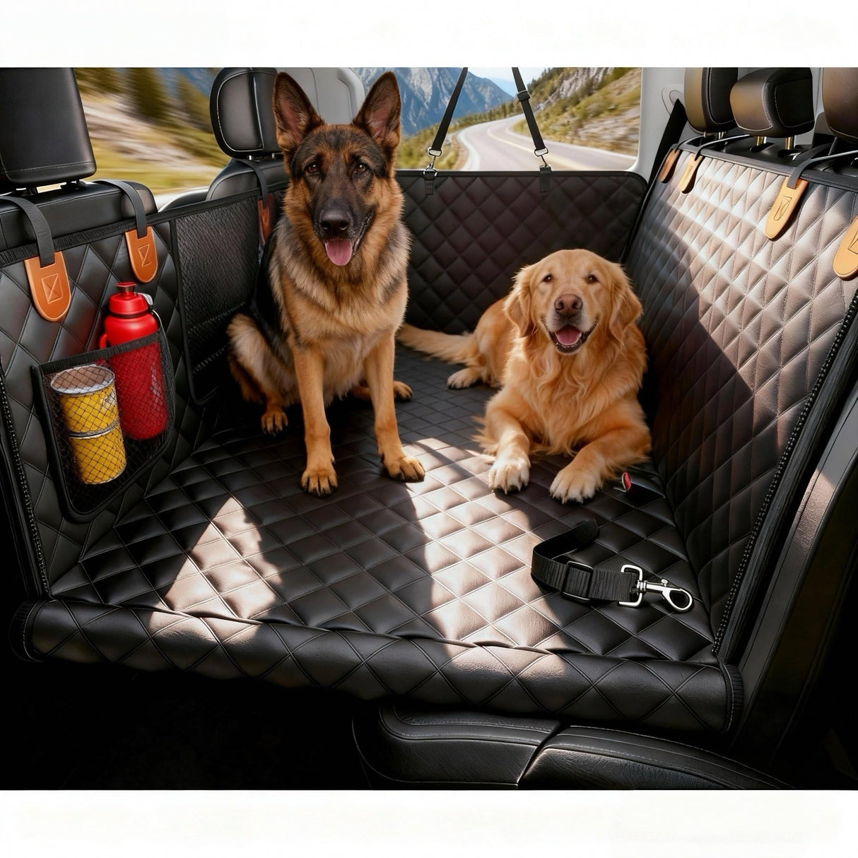 VOYURAN Back Seat Extender for Dogs with Hard Bottom, Dog Car Seat Cover for Back Seat, Waterproof Backseat Dog Extender & Hammock, Fits Most Cars, SUVs &Trucks, Medium&Large Dogs