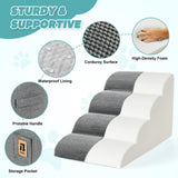 IFNOW Dog Stairs for Small Dogs 15.7''H, 4-Step Sturdy Dog Steps for Bed, Couch, Sofa, Waterproof Pet Stairs for Older Cats, Puppy, Removable Washable Cover, Non-Slip Curved Pet Ramp Indoor, Grey