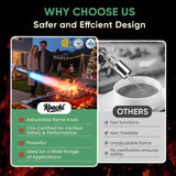 KOACKL Powerful Propane Torch Gun, Kitchen Torch with Adjustable Flame, Flamethrower Blow Torch Gun, Gas Welding Kits for BBQ, Searing Steak, Camping & Charcoal Torch Lighter(Tank Not Included)