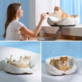 Bedsure Cooling Dog Beds for Small Dogs - Round Medium Cat Beds for Indoor Cats, Washable Pet Bed for Puppy and Kitten with Slip-Resistant Bottom, 25 Inches, Blue