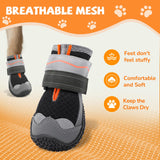 TEWIWAP Dog Shoes for Large Small Medium Dogs, Breathable Dog Booties for Outdoor Walking Hiking Anti-Slip Dog Boots Paw Protectors with Reflective Straps for Hardwood Floor Winter Snow Size 4