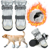 ODRIEW Dog Shoes Large Size Dogs, 4PCS Waterproof Dog Booties-Dog Boots & Paw Protectors, Medium Shoes for Dogs with Reflective Strip, Anti-Slip Sole for Rain, Snow and Summer Hiking. (7)