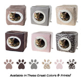 Cat House - Indoor Bed with Removable Foam Cushion - Cat Cave for Puppies, Rabbits, Guinea Pigs, Hedgehogs, and Other Small Animals by PETMAKER (Pink)