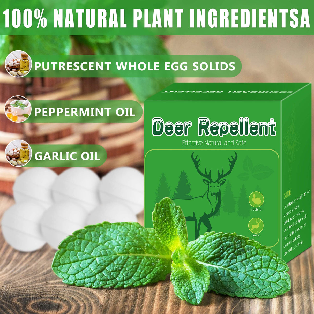 24 Pack Deer Repellent, Rabbit Repellent, Deer Deterrent, Powerful Deer Repellent for Yard, Keep Deer Out from Fence Plant Trees Garden Home