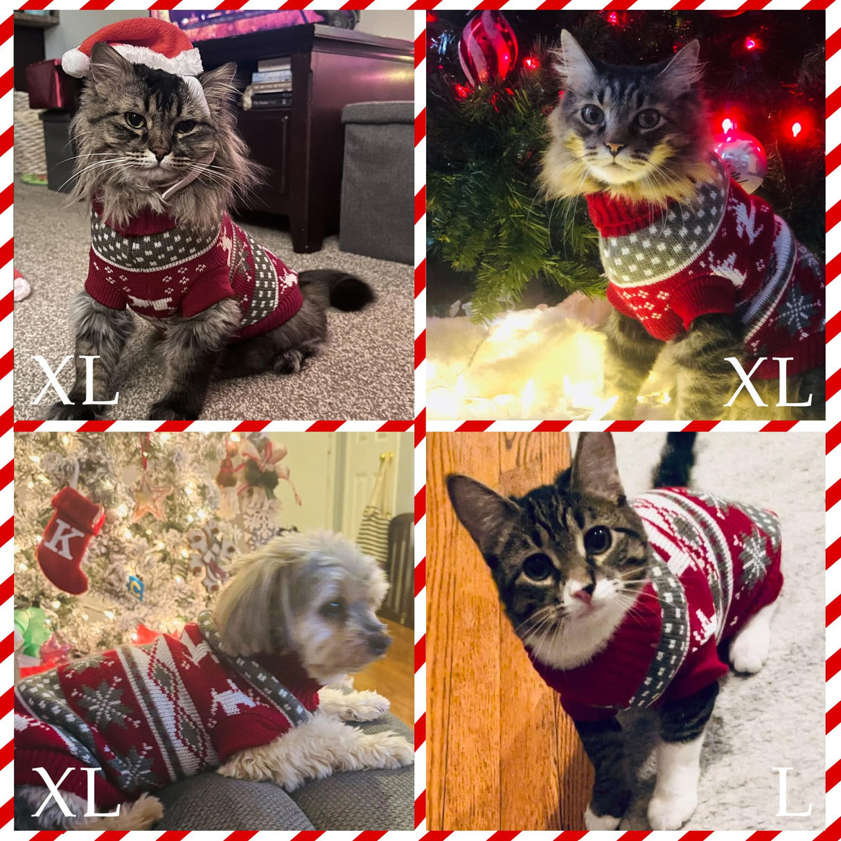 GOYOSWA Dog Christmas Sweater Pet Winter Warm Coat Pajamas Small Dog Sweaters Reindeer Snowflake Christmas Sweater for Large Cats Small Dogs (Reindeer, XL)