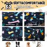 Rezutan Blanket for Large Dogs, Cat Flannel Washable Soft Pet Mat Throw Cover for Kennels-Beds, Sofas, Furniture Protection, Cute Paw Pattern, Black, 80x60 Inch