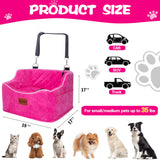 Dog Car Seat for Small Medium Dogs, Detachable Washable Dogs Booster Seat Under 35lbs, Elevated Dog Car Bed with Storage Pockets (Blue, One Size)