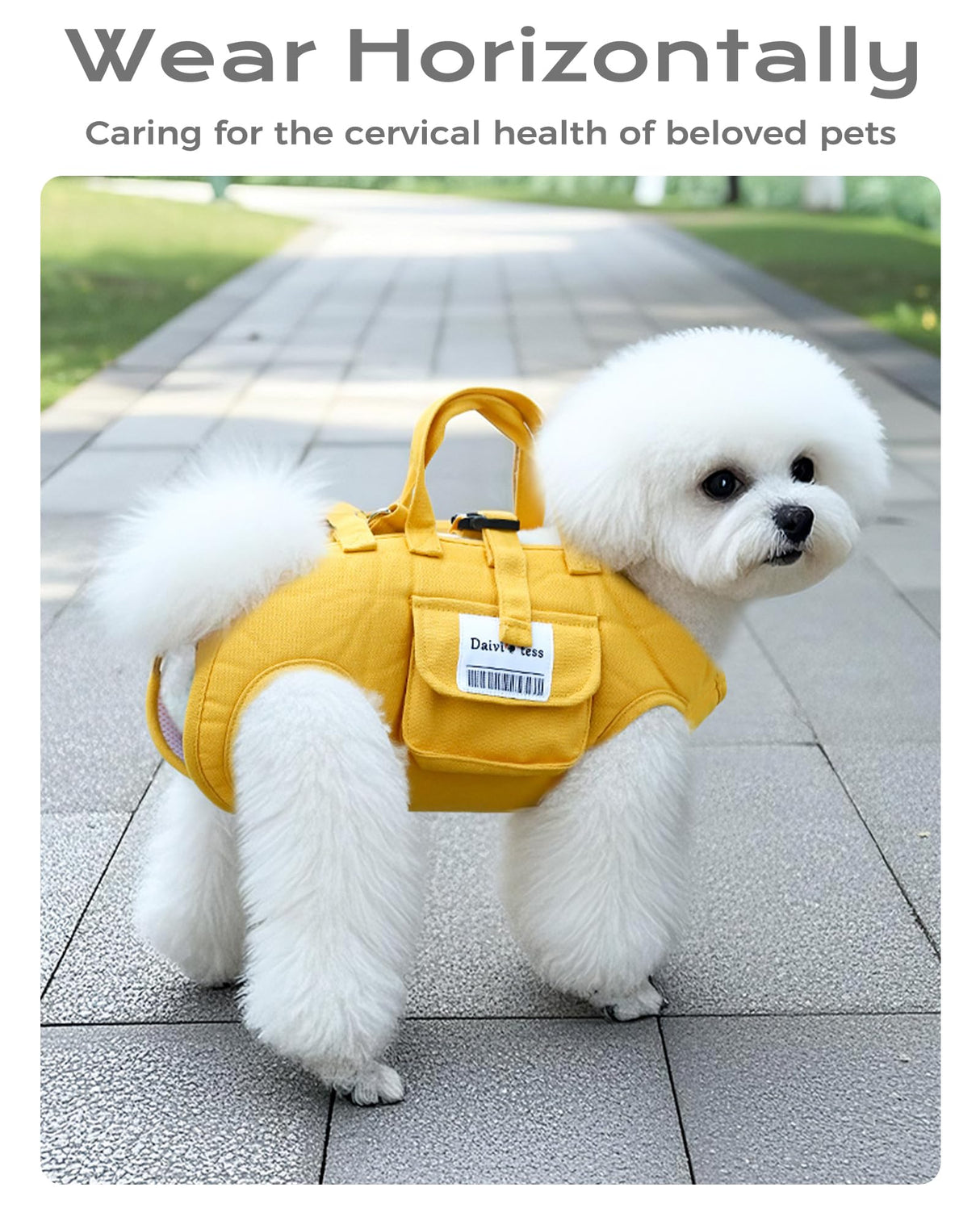 Dog Carry Sling for Small Dogs, Full Body Sling with Handle, Hands Free Shoulder Carrier for Senior Dogs Joint Injuries, Joint Injuries, Up and Down Stairs (Yellow,S, 5.5~8.8 lbs)
