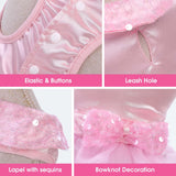 ASENKU Dog Dress, Dog Wedding Dress Skirt with Detachable Hemline, Princess Lace Puppy Christmas Birthday Party Outfit Formal Costume with Sequins Bow for Small Dogs (Pink, X-Small)