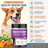 24-in-1 Dog Vitamins and Supplements 200 Ct Dogs Multivitamin Chewable Contain Chondroitin Probiotics Omega-3 Glucosamine for Dogs Skin Coat Heart Joint Gut Liver Brain Immune Support - Peanut Butter