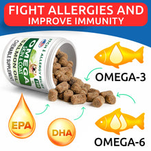 Load image into Gallery viewer, BARK&amp;SPARK Omega 3 for Dogs - 180 Fish Oil Treats for Dog Shedding, Skin Allergy, Itch Relief, Hot Spots Treatment - Joint Health - Skin and Coat Supplement - EPA &amp; DHA Fatty Acids - Salmon Oil
