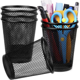 QYH Mesh Pencil Holder Metal Pen Cup Black for Desk, 6 Pack Office Desk Organizer for Business, School & Home