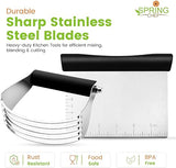 Dough Blender & Pastry Cutter Tool, Stainless Steel Pastry Blender & Bench Scraper for Pizza, Nut, Pie - Multipurpose Dough Cutter & Scraper Tool for Baking with Soft Grip Handles - Black