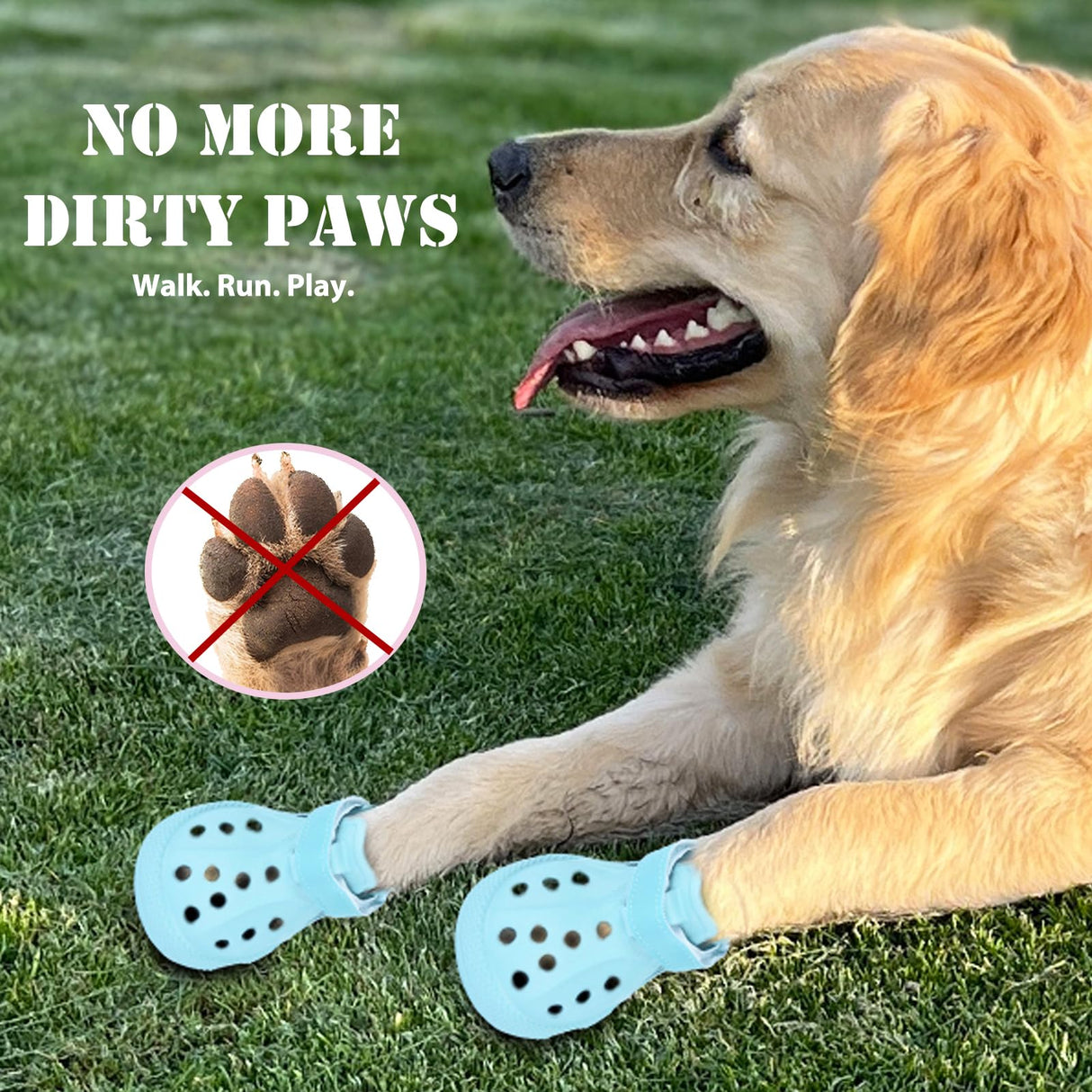 Dog Shoes, Dog Sandals for Hot Pavement, Water-Resistant Breathable Boots, Non-Slip Paw Protectors, Adjustable Straps Dog Rain Booties for Summer Beach and Rainy Day(Blue)