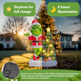YDKOJGW Solar Garden Outdoor Statues with Christmas Tree and LED Lights,Lawn Christmas Decorations Statues for Patio,Balcony,Yard Ornament,Unique Housewarming, Birthday Gifts for Mom Grandma