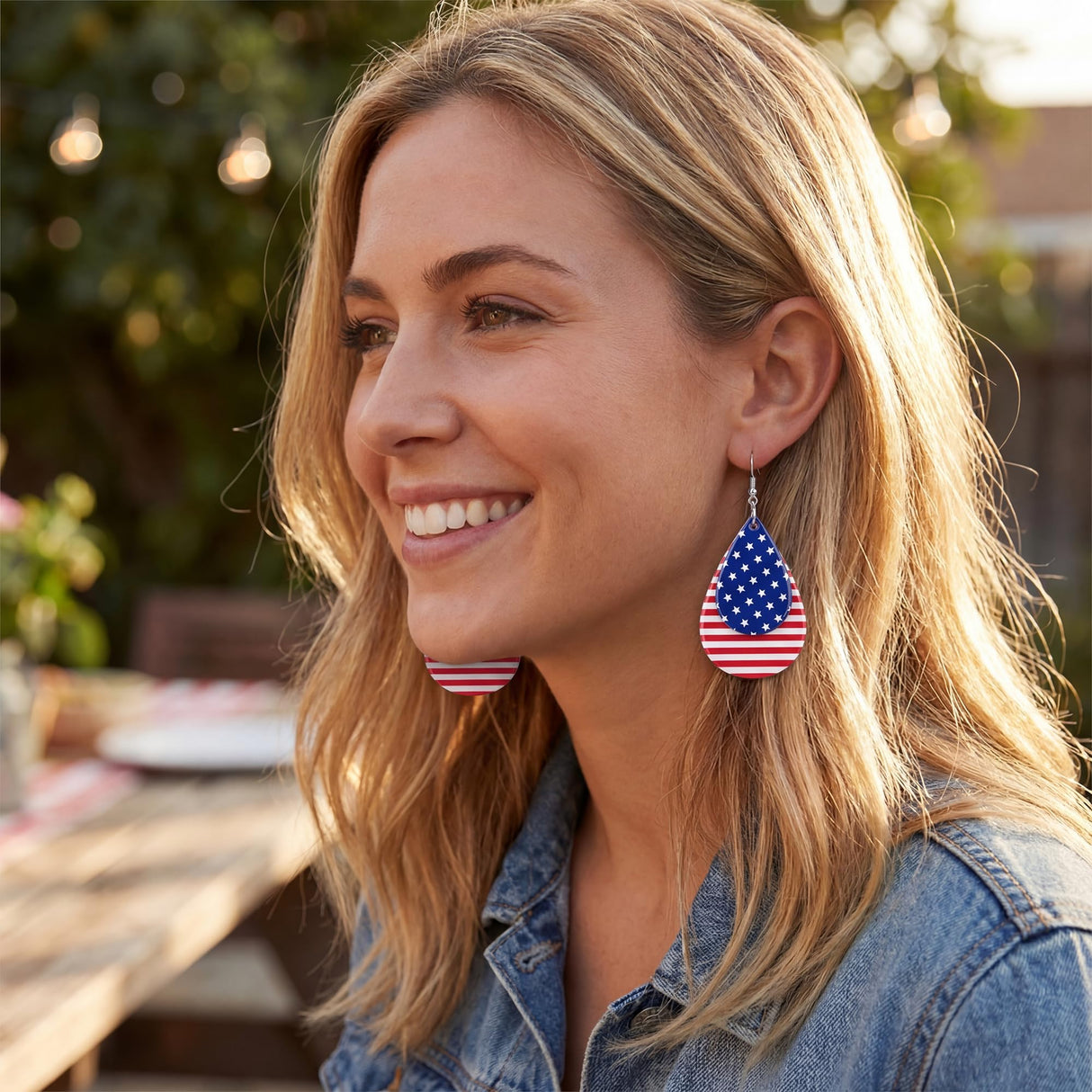 250th Anniversary USA Shirt - American Flag Earrings for 4th of July Shirts Women | Patriotic Teardrop Earrings for Memorial Day Accessories Outfits Merchandise - Fourth of July Decorations for Girls