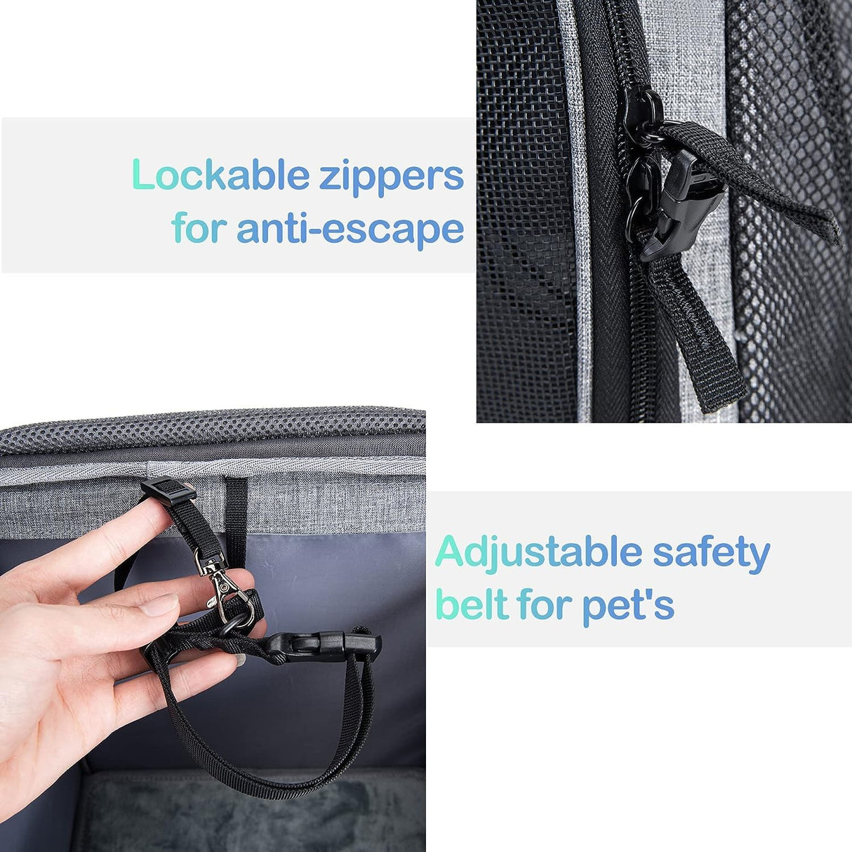 Wakytu Dog Bike Basket Carrier, Pet Bicycle Front Carrier Backpack for Bike Riding Foldable Removable, Reflective Strips, 2 Side Storage Pockets, Pet Travel Bag for Cats Small Dogs