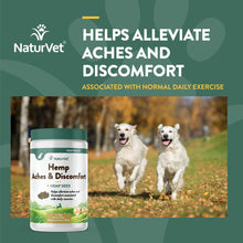 Load image into Gallery viewer, NaturVet Hemp Aches &amp; Discomfort Plus Hemp Seed for Dogs, 60 ct Soft Chews, Made in The USA
