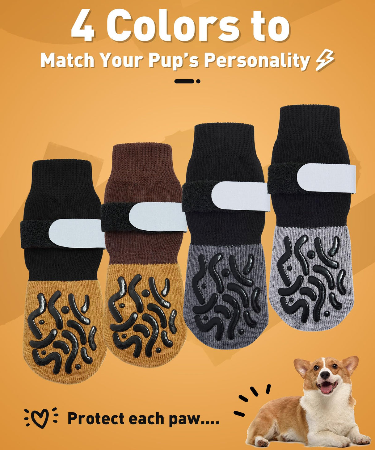 TwoAnt Non Slip Dog Socks with Grips, Dog Sock to Prevent Licking Paw for Senior Dogs, Dog Shoes for Hardwood Floors and Enhancing Traction, Paw Protector - Fits Small, Medium, Large Dogs - XS