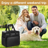 Lasaviin Dog Travel Bag, Leather Travel Pet Bag Set for Dog and Cat, Airline Approved Tote Organizer with Multi-Function Pockets, 2 Food Storage Containers, 2 Collapsible Bowls