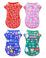 PET SHOW 4 Pack Christmas Dog Shirts for Extra Large Dogs Tank Top Tee Red Green Xmas Santa Gnome T-Shirts Pets Holiday Party Sleeveless Vest Dog Clothes Boys Girls(XXX-Large)
