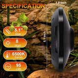 LED UVB Light for Reptiles, 8W UVA UVB Lamp – Timer Switch, Adjustable Brightness, Ferguson Zones 1-4, Energy-Efficient, UVI Lamp for Bearded Dragons, Chameleon, Lizard, Snake, Gecko – Silver