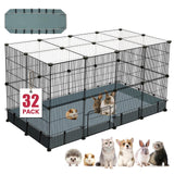 32 Panels Small Animal Playpen,47.5" x 23.7" x 31.5" Pet Playpen with Upgrade Waterproof Mat,C&C Cage for Guinea Pigs, Rabbit/Bunny Cage, Bunny/Puppy Play Pen, Indoor Outdoor Portable Metal Fence