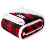PetAmi Waterproof Dog Blanket for Medium Large XL Dog Puppy Cat Throw for Couch Cover Leakproof Protection, Sherpa Fleece, Reversible Soft Washable 80x60 Checker Plaid Red
