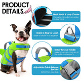 AOFITEE Medium Dog Life Jacket, Shark Life Jackets for Swimming Boating, Reflective Dog Swimming Vest with High Buoyancy, Pet Life Preserver with Rescue Handle for Medium Pets (Green M)