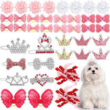 40 Pcs Dog Hair Bows Small Dog Hair Clips Puppy Yorkie Barrettes Princess Style Bow for Cat Party Birthday Grooming Accessories(Pink)