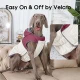 JoyDaog Detachable Hooded Dog Coat with Harness for Large Dogs,Super Warm Fleece Puppy Jacket for Cold Winter Doggie Coats,Red XXXL