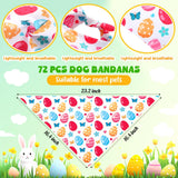Hillban 72 Pcs Easter Day Dog Bandanas Bulk Dogs Bandanas Easter Day Pet Scarf Soft Bunny Egg Pattern Dogs Triangle Scarfs Colorful Chicks Bandana Spring Dog Scarf, Small and Medium Pet