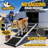 Dog Ramp for Car (200 lbs), Extra L71” W17” Folding Pet Ramp for Large Dogs 90° Adjustable Head, Outdoor Anti-Slip Foldable Dog Car Ramps for SUV Truck Side Door (5 Folded)