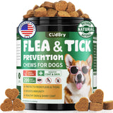 Flea and Tick Prevention for Dogs Chews – 200 Soft Chews, Dog Flea Chewables with Skin & Coat Support – Oral Supplement for All Breeds & Ages – Natural Duck Flavor