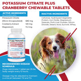 Potassium Citrate Plus Cranberry with Magnesium Supplement for Dogs (60 Tablets) - Urinary Tract Support - Helps Deter Formation of Calcium Oxalate Stones-Deters Bladder & Kidney Stones(Made in U.S.A)