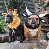 Zoo Snoods Bull Costume - Warm Knit Cow Dog Snood Wrap for Pets, Neck Ear Cover Protection for Halloween Winter (Small)