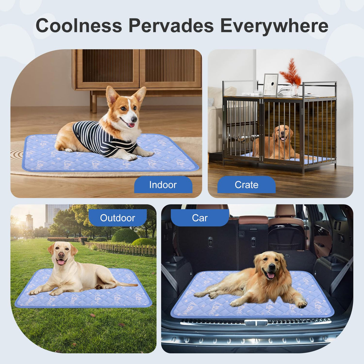 MH MYLUNE HOME Dog Cooling Mat 36x23 Inch - Cool-Chill Cool Fiber, Endothermic Color Changing Pet Pad for Dogs & Cats, Double-Sided Cooling & Warm, Foldable & Washable Summer Blanket