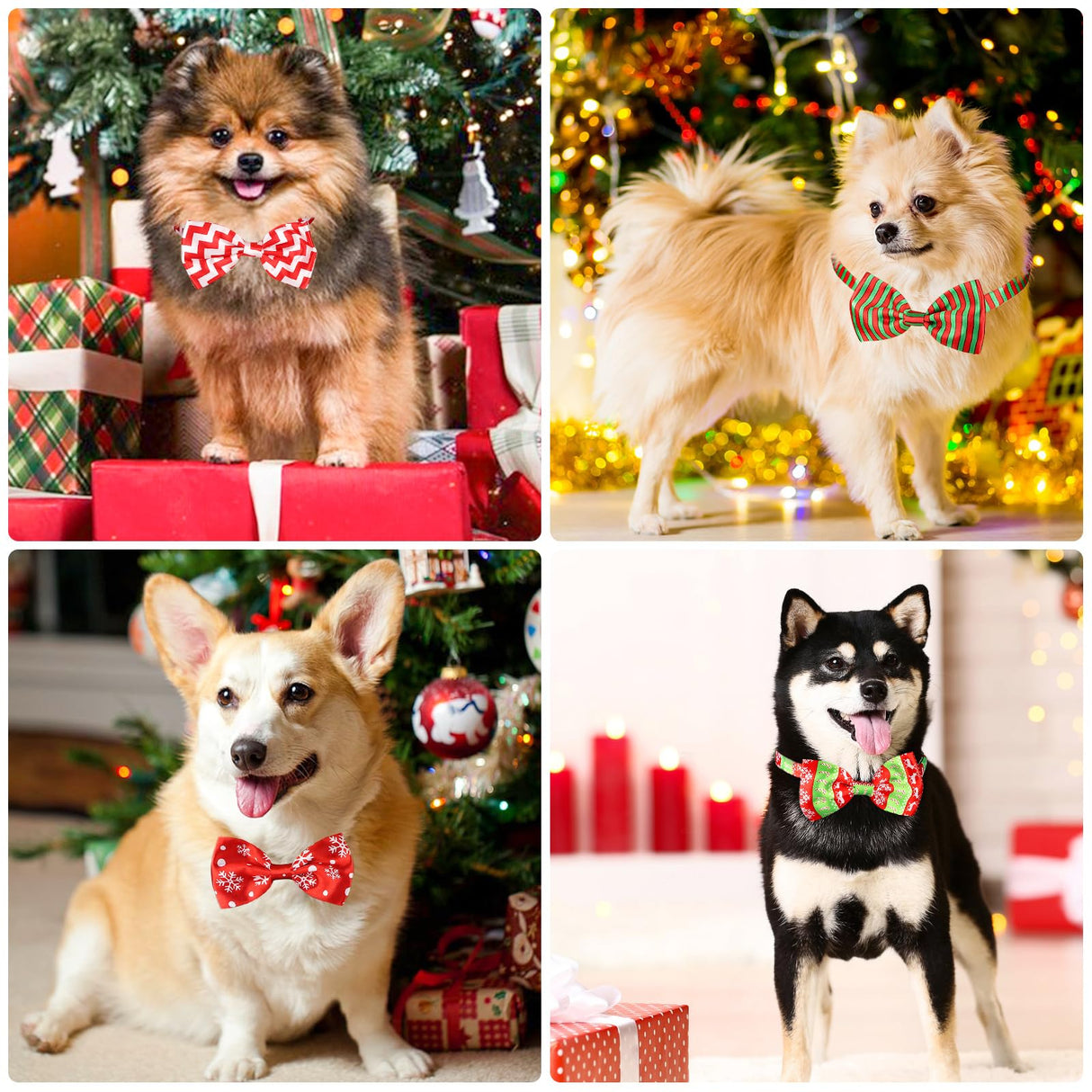 Segarty Christmas Dog Bow Ties,90 Bow Ties for Dogs, Adjustable Small Medium Dog Bowties Large Puppy Bowtie Neck Bows Bulk Assorted Grooming Accessories Birthday Wedding Party Holiday Festival