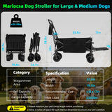 Mariocsa Dog Stroller for Large & Medium Dogs, Foldable Pet Stroller Wagon, All-Terrain with Carbon Steel Frame(Up to 300 lbs), Adjustable Handle, Dog Wagon Suitable for Walking, Camping & Shopping