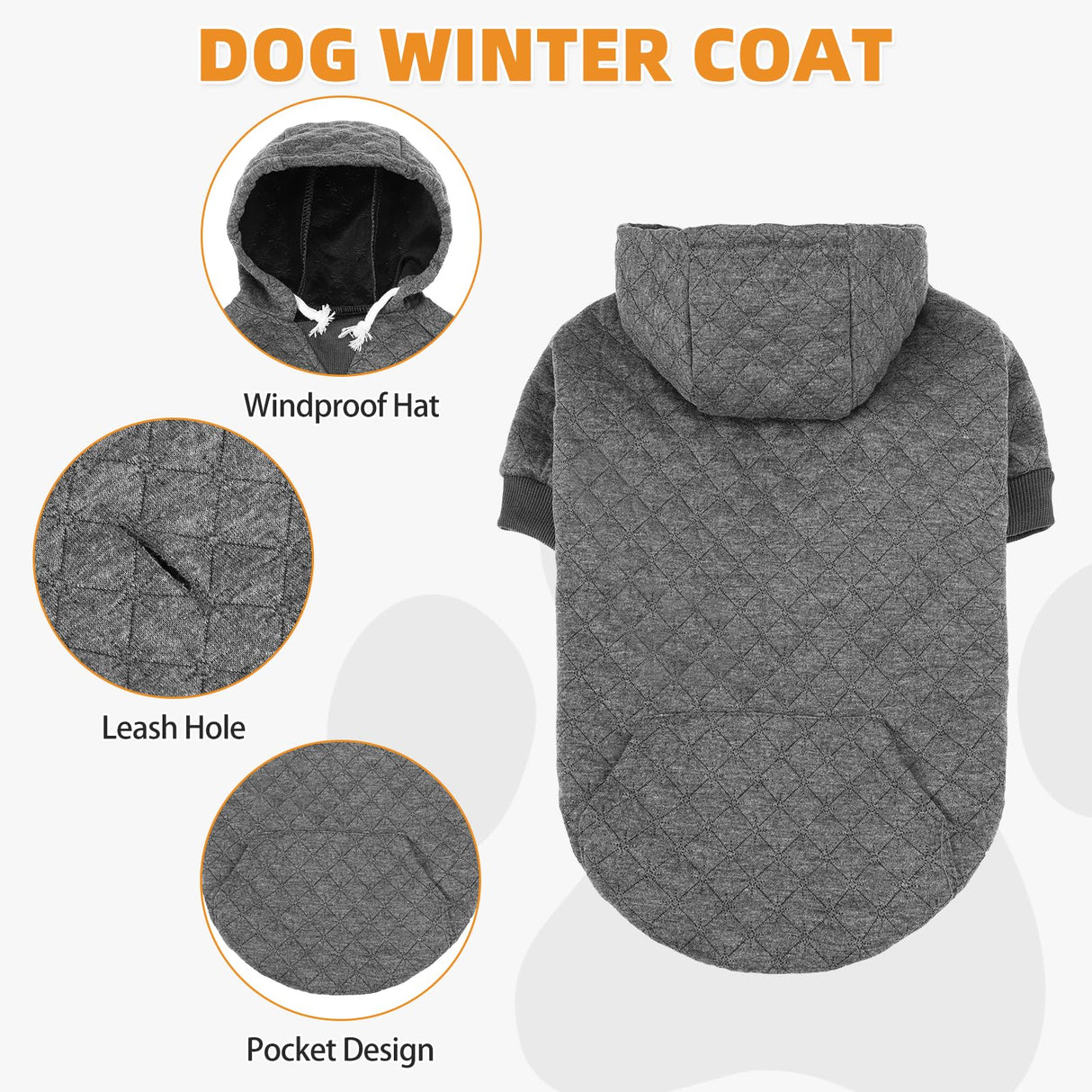 KOOLTAIL Dog Hoodie for Small Medium Large Dogs, Ultra-Warm & Soft Winter Fall Fleece Dog Hooded Sweatshirt Clothes Sweater, Lightweight Pullover Coat for Boy Girl Bulldog Pitbull Puppy Cats,Gray M-L