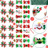 Weewooday 70 Pcs Dogs Hair Holiday Dog Bows Bowtie with Rubber Band Pet Hair Accessories Puppy Bowknot Topknot Pet Grooming Bow for Holiday Christmas Small Puppy Decor(Classic Style)